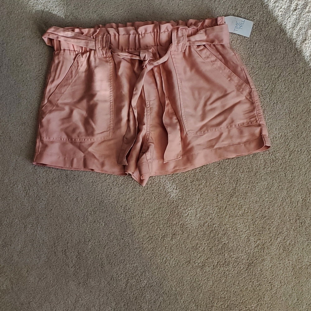 Time and true pink paper bag waist shorts size large